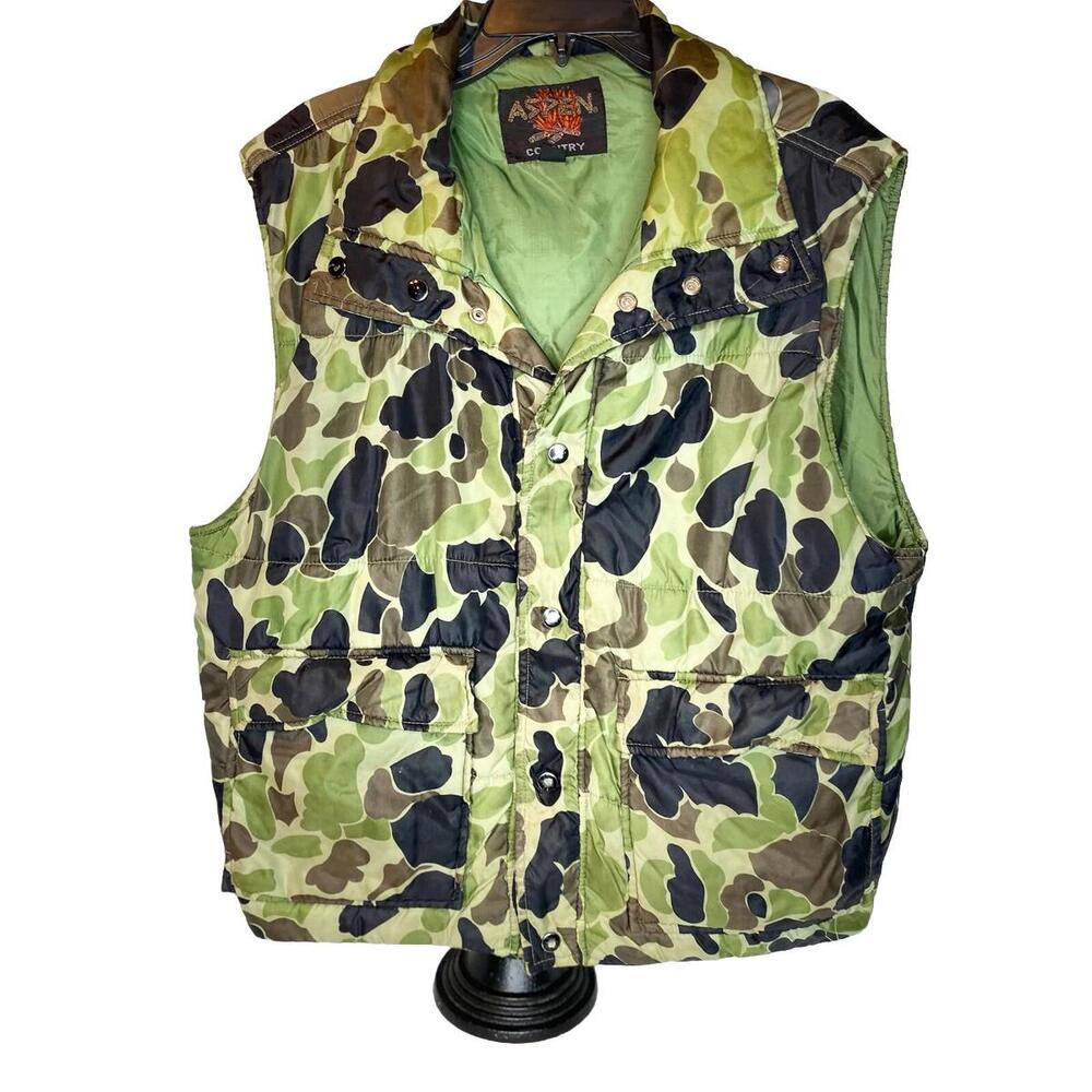 ASPEN Country Snap Up Size L Men Insulated  Vintage Camo Puffer Vest